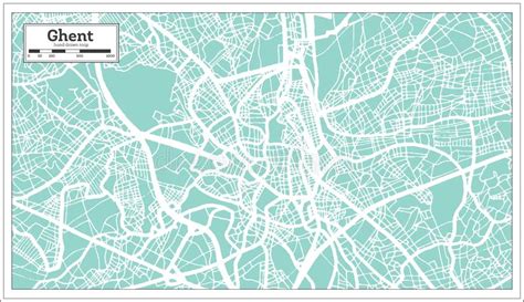 Mappa Della Città Di Gand Nel Retro Stile Illustrazione In Bianco E