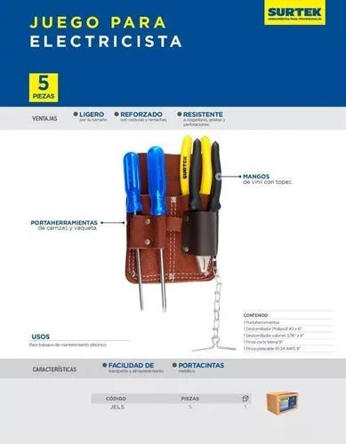 Juego Para Electricista Con Portaherramientas 5 Piezas Surt Meses