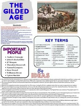 Ushc Gilded Age Eoc Review Sheet By Historyboom Tpt