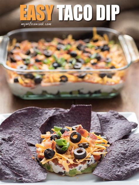 Easy Taco Dip Recipe -- This cold layered taco dip requires no cooking!