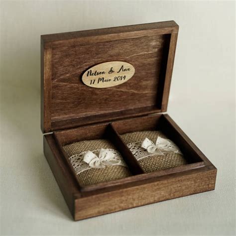 Personalized Wedding Ring Box Rustic Wooden Ring Box Wedding Etsy