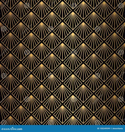 Art Deco Pattern Seamless Black And Gold Background Stock Vector