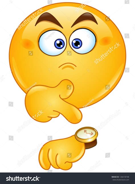 Emoticon Pointing Watch Stock Vector Royalty Free 128218748