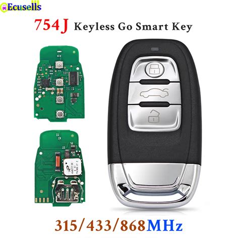 Smart 3 Button 754J Keyless Go Remote Key 315MHz 433MHZ 868MHz For Audi