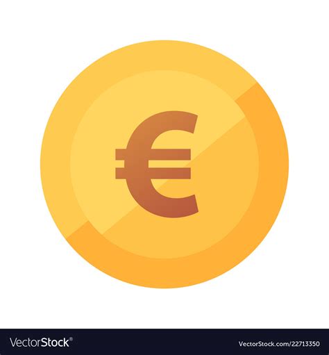 Flat Golden Icon With Glow Of Euro Coin Royalty Free Vector