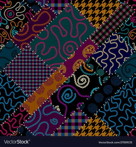 Patchwork Textile Pattern Seamless Quilting Vector Image