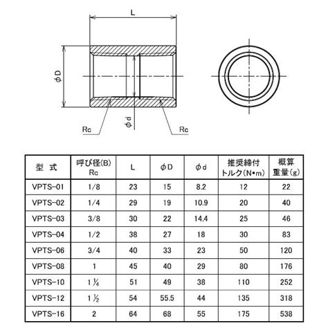 フローバルflobal ステンレス製ねじ込継手 Ptソケットvpts 型式：vpts 08 ネジrc：1 04101125機械