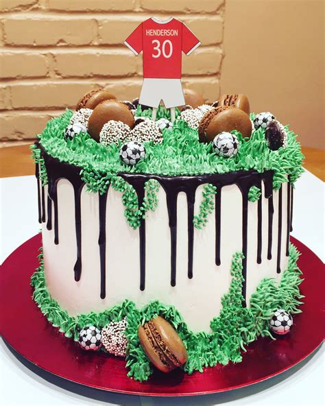 Soccer Cake With Black Drip And Green Grass By Pettycake Football