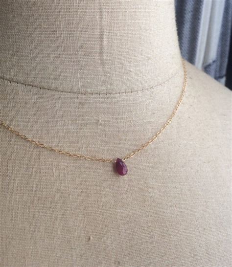 Ruby Necklace: Ruby Necklace, July Birthstone, Birthstone Necklace, Ruby Drop, Bridesmaid ...