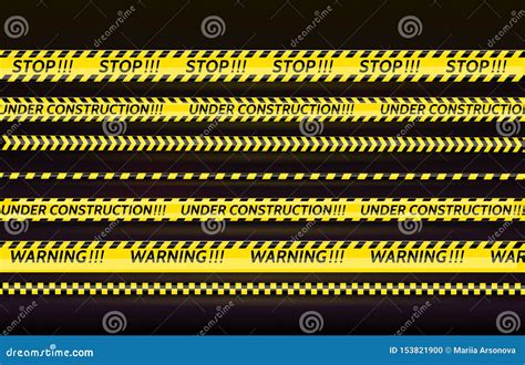 Black And Yellow Stripes Set Warning Tapes Danger Signs Stock Vector