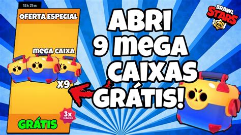 Abrindo 9 mega caixas de graça Ganhei brawler YouTube