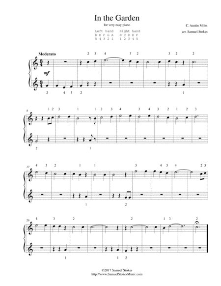 In The Garden I Come To The Garden Alone For Very Easy Piano Arr Samuel Stokes By C