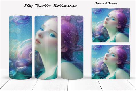 Lilac Mermaid 20oz Tumbler Wrap Graphic By Bamalam Art And Design