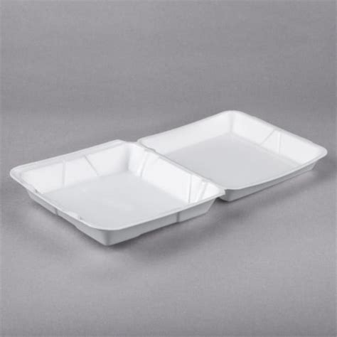 Dart 95HT1R CPC 1 Compartment Container White Hinged Foam Lid Large