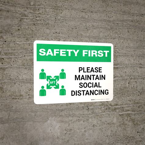 Safety First Please Maintain Social Distancing With Icon Landscape