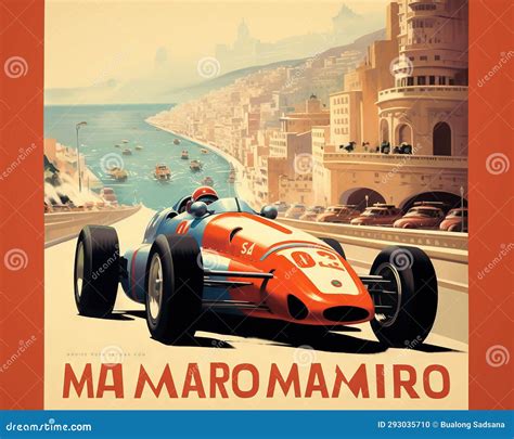 Colourful Monte Carlo Grand Prix Retro Poster Generative AI