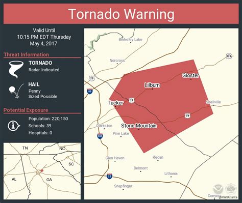 Tornado Warning continues for Tucker GA, Lilburn GA, Stone Mountain GA ...