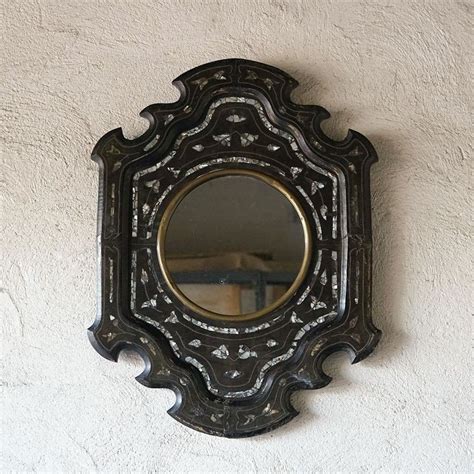 Mother Of Pearl Inlaid Ebonised Mirror 19th Century Vintage And