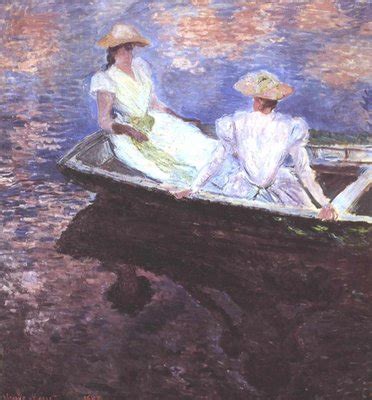 Zwei Mädchen in einem Boot von Claude Monet Kunstdruck