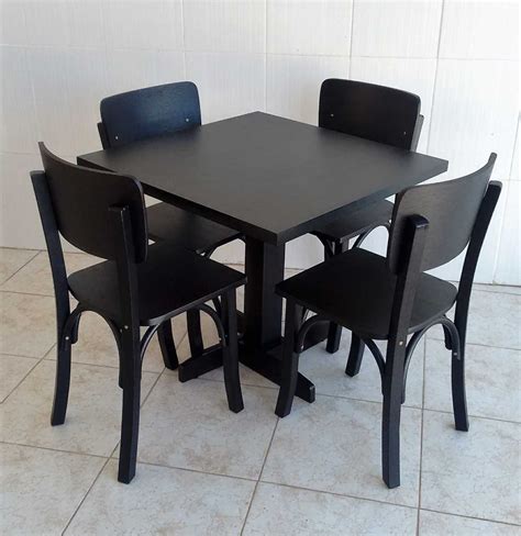 Mesa Bar Restaurante Em Madeira 4 Cadeiras 60x60 R 675 00 Em