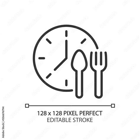 Lunchtime Pixel Perfect Linear Icon Manage Nutrition Schedule Take