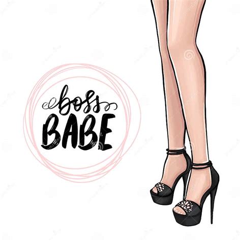 Vector Girl In High Heels Fashion Illustration Female Legs In Shoes