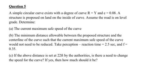 Solved Question A Simple Circular Curve Exists With A Chegg