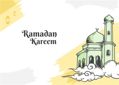 Fondo Ramadan Kareem Con Mezquita Dibujada A Mano Vector Fondo Ramadán