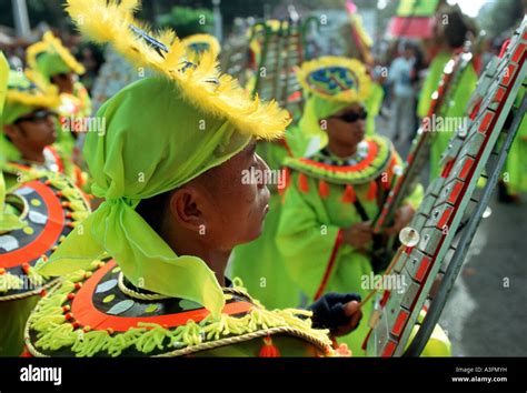 Philippines, Aklan, Kalibo, musicans at the Ati Atihan festival Stock ...