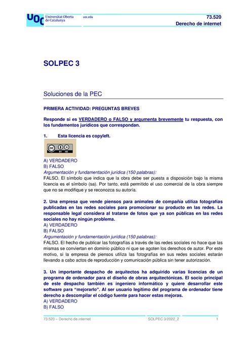 73 SOLPEC 3 Derecho De Internet SOLPEC 3 Soluciones De La PEC