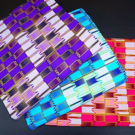 Metallic Kente African Print Fabric By The Yard Abstract Etsy