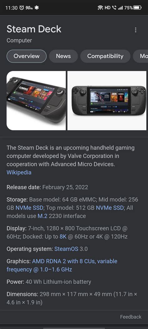 Steam Deck Specs Now on Google : r/SteamDeck