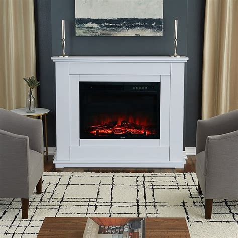 INMOZATA Electric Fire and Surround 50 inch White Electric Fireplace ...