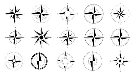 Premium Vector Compass Icon Collection Set Of Compass Wind Rose Icons