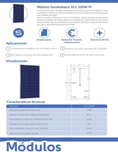 Ficha Tecnica Panel Solar 24v SCL 320WP1