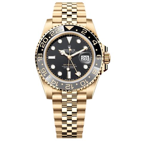 ᐉ Rolex 126718grnr GMT Master II Yellow Gold Black Dial Jubilee Watch