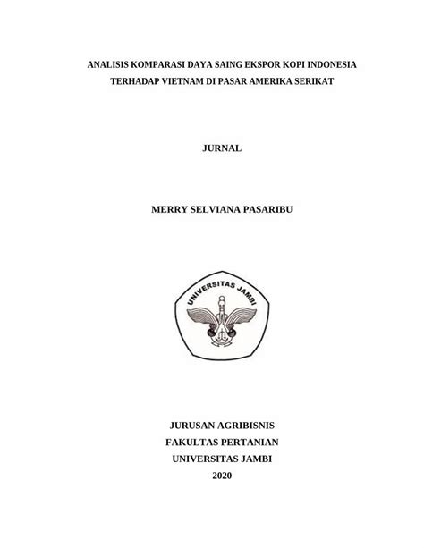 Pdf Analisis Komparasi Daya Saing Ekspor Kopi Indonesia Dokumen Tips