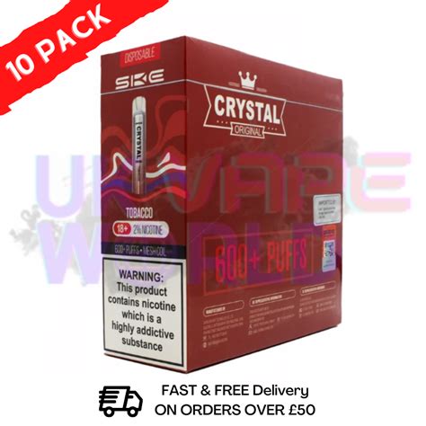 Crystal 600 Bar Pack Of 10 Disposable Ske Tobacco Flavour Device Box