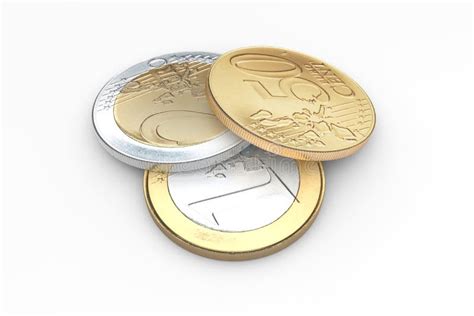 Monedas Euro Aisladas En El Fondo Blanco Stock De Ilustración Ilustración De Metal Negocios