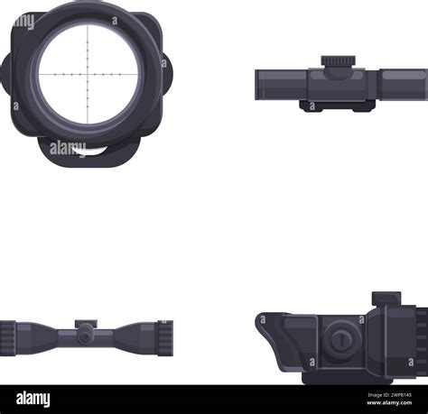 Sniper Sight Icons Set Cartoon Vector Various Sniper Optical Sight