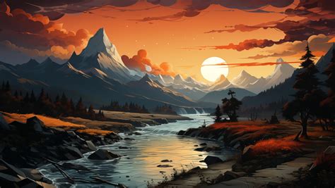 1360x768 Resolution New Majestic Sunset River Hd Landscape Desktop