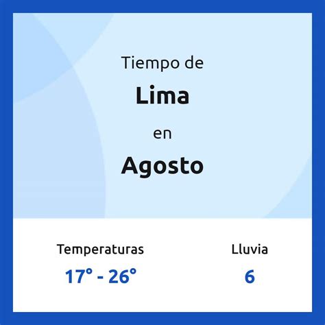 Clima En Lima En Agosto Lima D As Tiempo