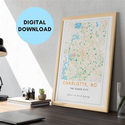 Charlotte City Map Digital Download, Charlotte North Carolina, City Map ...