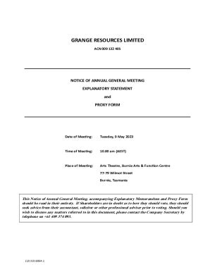 Fillable Online Notice Of Annual General Meeting Proxy Form Grange