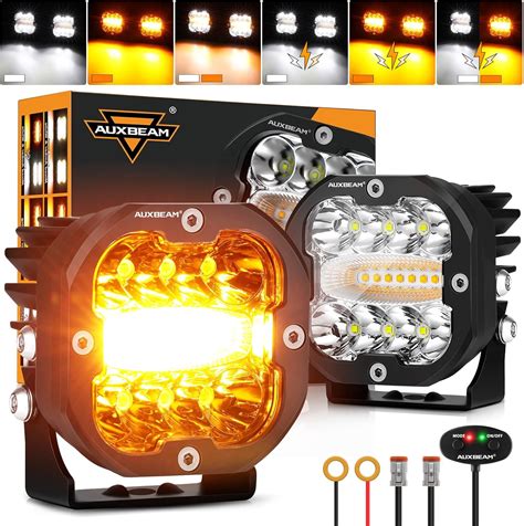 Amazon Auxbeam 6 Modes Amber White LED Pods XP Ultra Series 3Inch