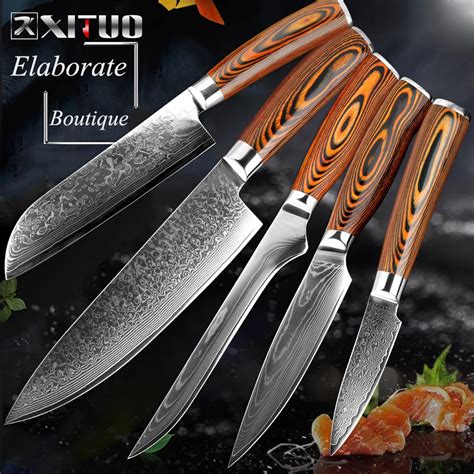 XITUO Couteau Japonais Santoku En Acier Inoxydable Damas Vg10 Haute