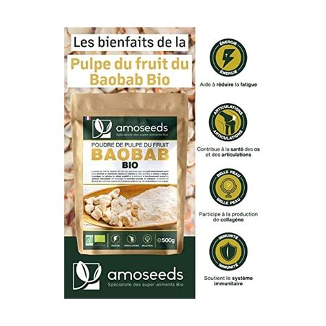 Poudre de Baobab Bio 500G Énergie Articulations Belle Peau Imm