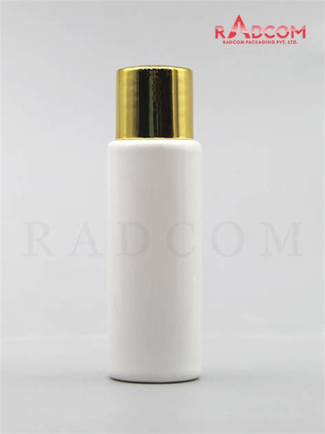 Ml Tulip Opaque White Pet Bottle With Shinny Gold Screw Cap With Zim