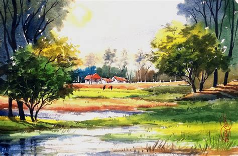 Watercolor Painting Landscape at PaintingValley.com | Explore ...