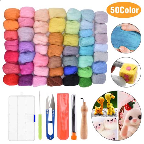 Needle Felting Kit Wool Roving Colors Set Starter Felting Tool